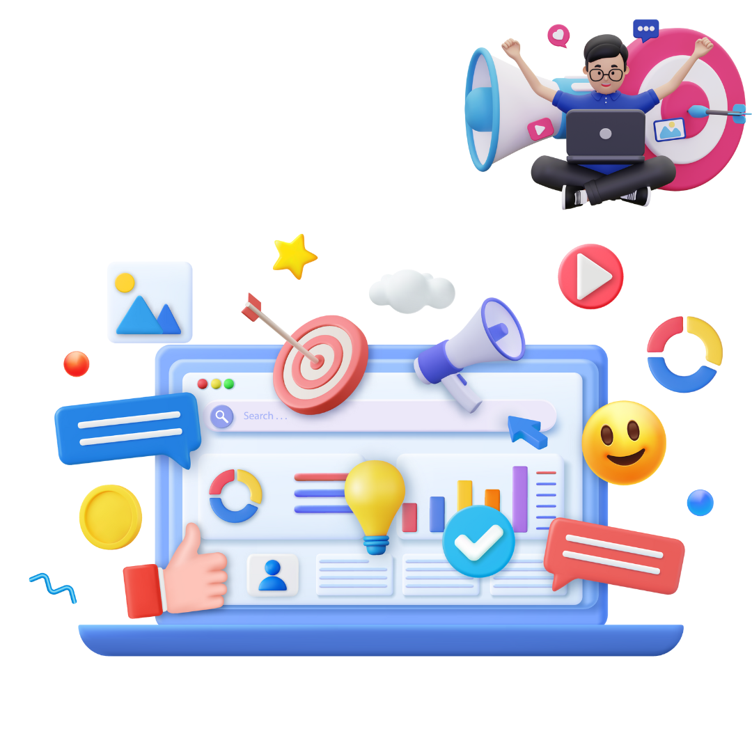 Blue and Pink Illustrative 3D Social Media Marketing Instagram Post best meta ads services